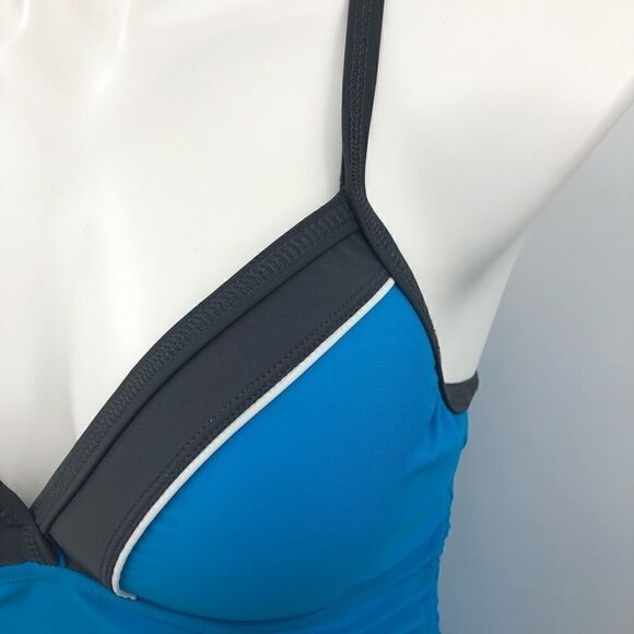 Free Country small bright water blue and gray tankini - Picture 3 of 6